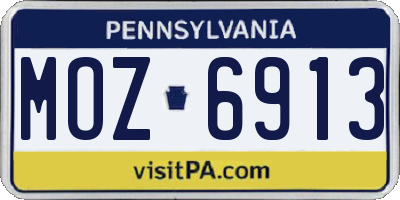 PA license plate MOZ6913