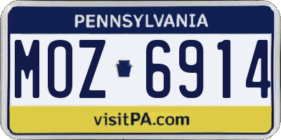PA license plate MOZ6914