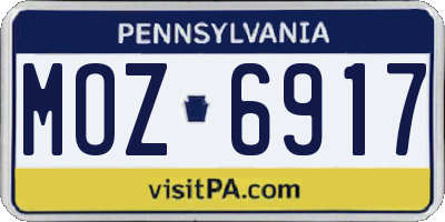 PA license plate MOZ6917