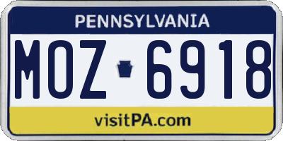 PA license plate MOZ6918