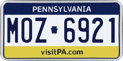 PA license plate MOZ6921