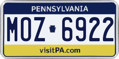 PA license plate MOZ6922
