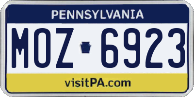 PA license plate MOZ6923