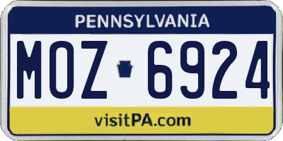PA license plate MOZ6924