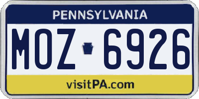 PA license plate MOZ6926