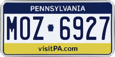 PA license plate MOZ6927