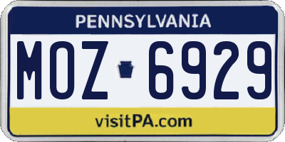 PA license plate MOZ6929