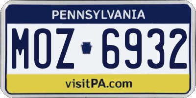 PA license plate MOZ6932