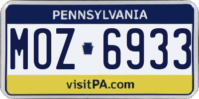 PA license plate MOZ6933