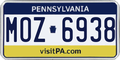 PA license plate MOZ6938