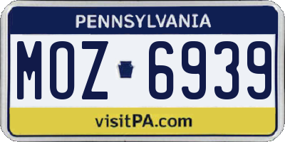 PA license plate MOZ6939