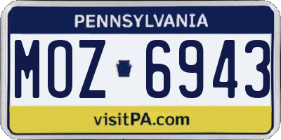 PA license plate MOZ6943