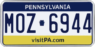 PA license plate MOZ6944