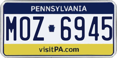 PA license plate MOZ6945
