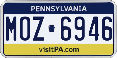 PA license plate MOZ6946