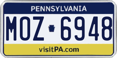PA license plate MOZ6948