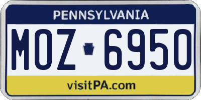 PA license plate MOZ6950