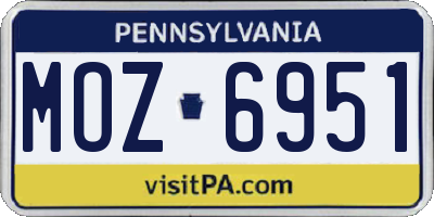 PA license plate MOZ6951