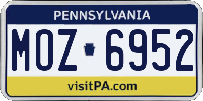 PA license plate MOZ6952