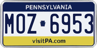 PA license plate MOZ6953