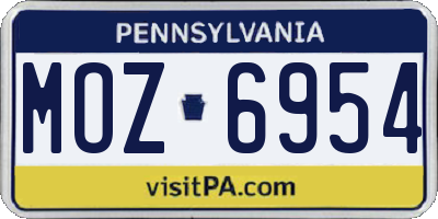 PA license plate MOZ6954
