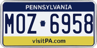 PA license plate MOZ6958
