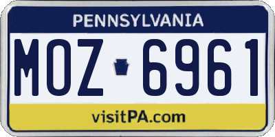 PA license plate MOZ6961
