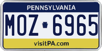 PA license plate MOZ6965