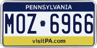 PA license plate MOZ6966