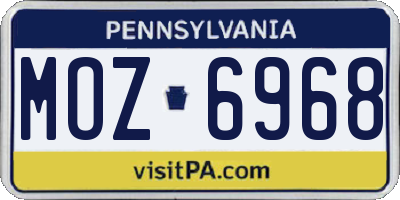PA license plate MOZ6968