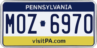 PA license plate MOZ6970
