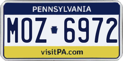 PA license plate MOZ6972