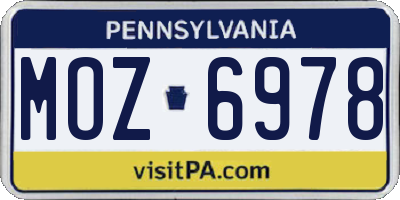 PA license plate MOZ6978