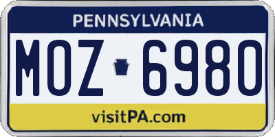 PA license plate MOZ6980
