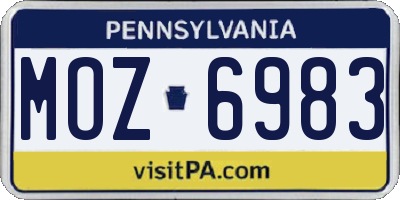 PA license plate MOZ6983
