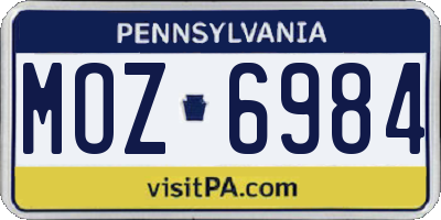 PA license plate MOZ6984