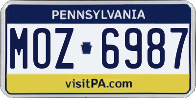 PA license plate MOZ6987