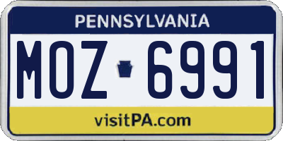 PA license plate MOZ6991