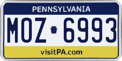 PA license plate MOZ6993