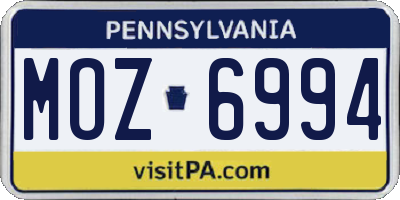 PA license plate MOZ6994