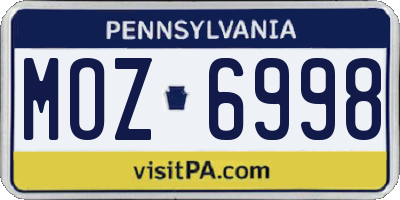 PA license plate MOZ6998