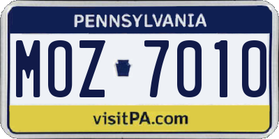 PA license plate MOZ7010