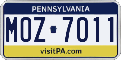 PA license plate MOZ7011