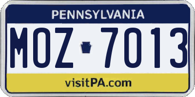 PA license plate MOZ7013
