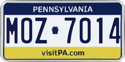 PA license plate MOZ7014