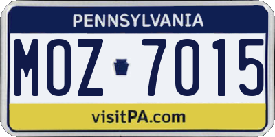 PA license plate MOZ7015