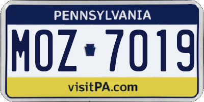 PA license plate MOZ7019