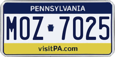 PA license plate MOZ7025