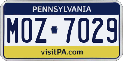 PA license plate MOZ7029