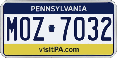 PA license plate MOZ7032